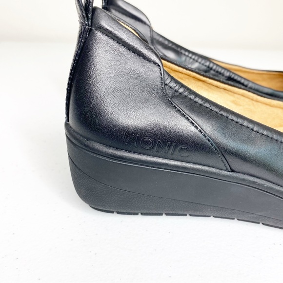 Vionic Jacey Slip On Leather Wedge Platform Black Size 6 - Picture 6 of 10